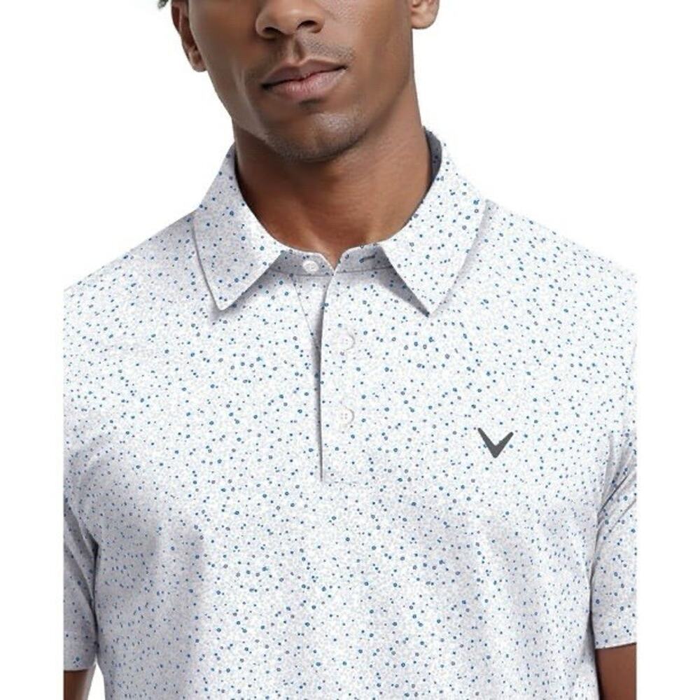 Callaway Opti•Dri Geometric Polo Shirt Medium White Golf Performance Stretch